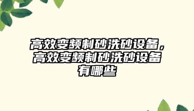 高效變頻制砂洗砂設備，高效變頻制砂洗砂設備有哪些