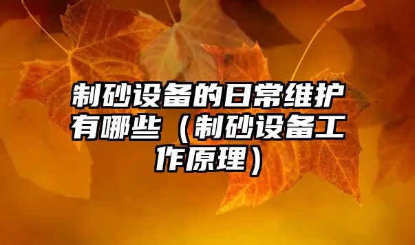 制砂設(shè)備的日常維護(hù)有哪些（制砂設(shè)備工作原理）