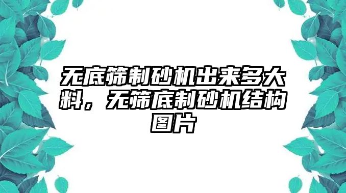 無底篩制砂機出來多大料，無篩底制砂機結構圖片