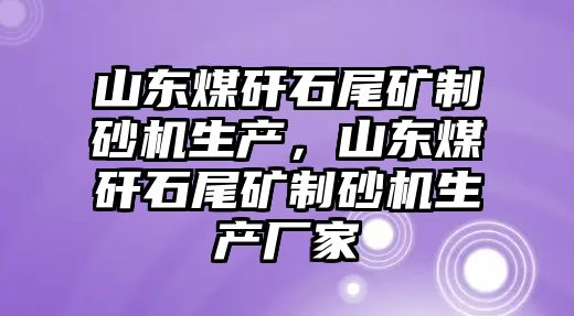 山東煤矸石尾礦制砂機生產，山東煤矸石尾礦制砂機生產廠家