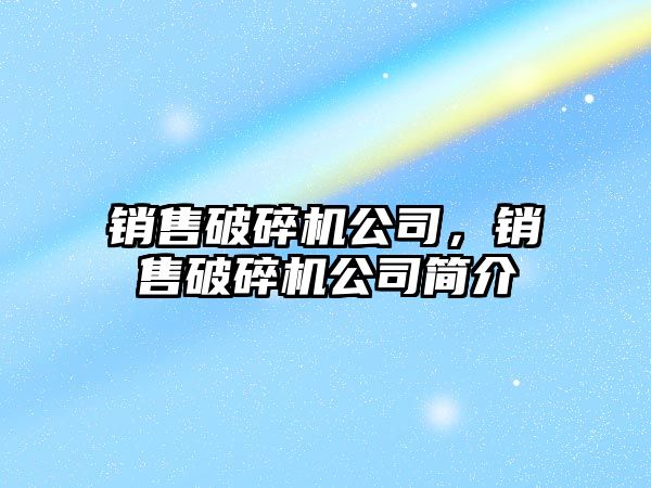 銷售破碎機公司，銷售破碎機公司簡介