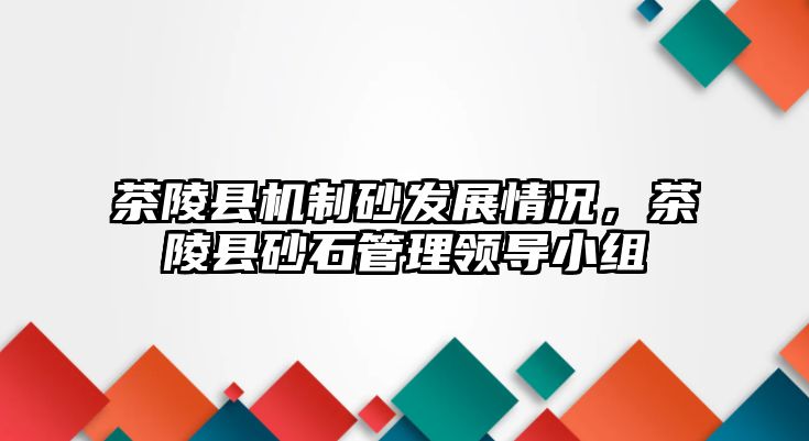 茶陵縣機制砂發展情況，茶陵縣砂石管理領導小組