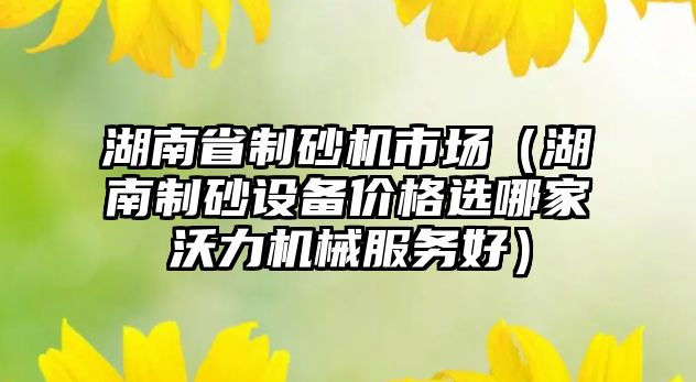 湖南省制砂機市場（湖南制砂設備價格選哪家沃力機械服務好）