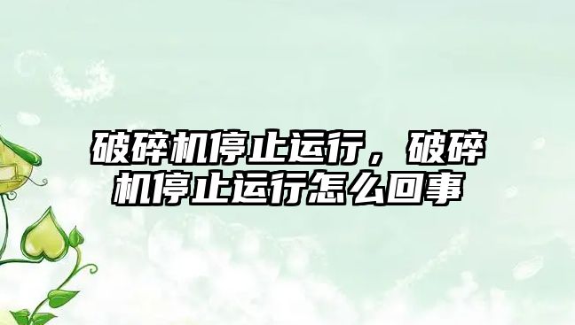 破碎機停止運行，破碎機停止運行怎么回事