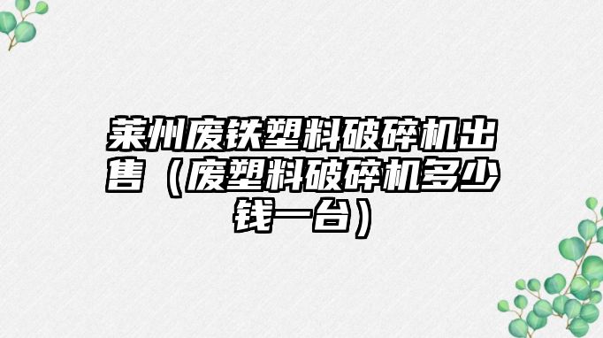 萊州廢鐵塑料破碎機出售（廢塑料破碎機多少錢一臺）