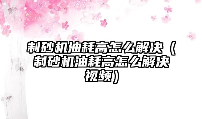 制砂機油耗高怎么解決（制砂機油耗高怎么解決視頻）