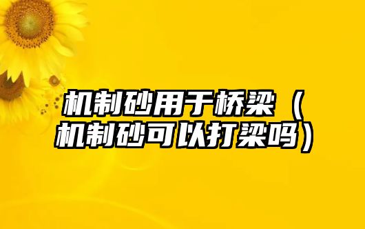 機制砂用于橋梁（機制砂可以打梁嗎）