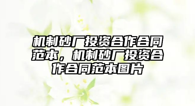 機制砂廠投資合作合同范本，機制砂廠投資合作合同范本圖片