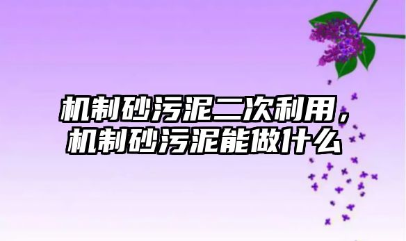 機(jī)制砂污泥二次利用，機(jī)制砂污泥能做什么