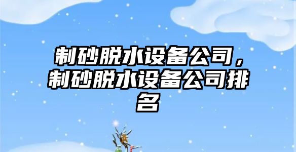 制砂脫水設備公司，制砂脫水設備公司排名