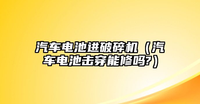 汽車電池進破碎機（汽車電池擊穿能修嗎?）