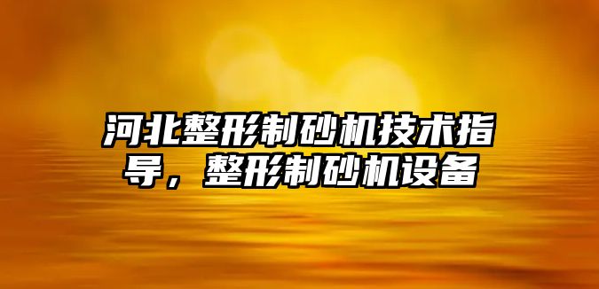 河北整形制砂機技術指導，整形制砂機設備