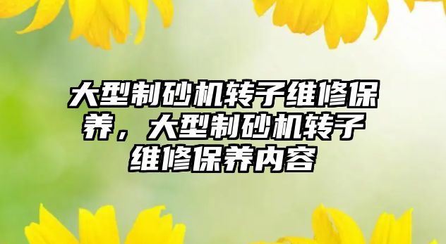 大型制砂機轉子維修保養(yǎng)，大型制砂機轉子維修保養(yǎng)內容