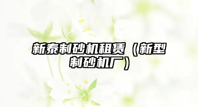 新泰制砂機租賃（新型制砂機廠）