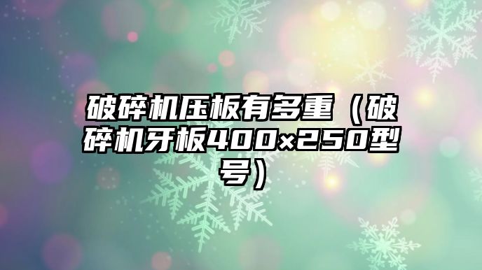 破碎機壓板有多重（破碎機牙板400×250型號）