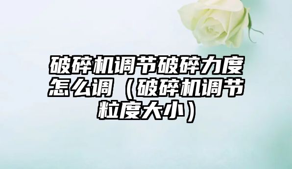 破碎機調節破碎力度怎么調（破碎機調節粒度大小）