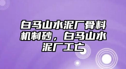 白馬山水泥廠骨料機制砂，白馬山水泥廠工亡