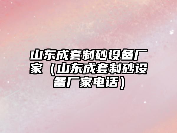 山東成套制砂設備廠家（山東成套制砂設備廠家電話）