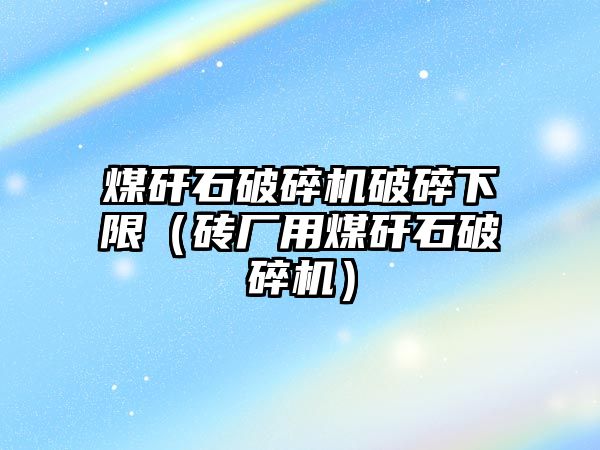 煤矸石破碎機破碎下限（磚廠用煤矸石破碎機）