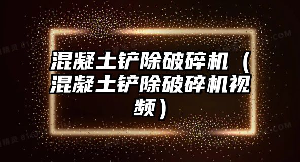 混凝土鏟除破碎機（混凝土鏟除破碎機視頻）