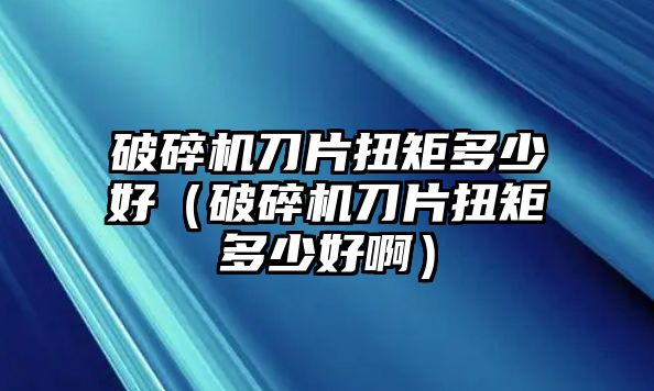 破碎機(jī)刀片扭矩多少好（破碎機(jī)刀片扭矩多少好啊）