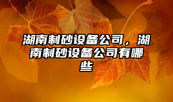 湖南制砂設(shè)備公司，湖南制砂設(shè)備公司有哪些