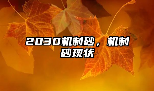 2030機制砂，機制砂現(xiàn)狀