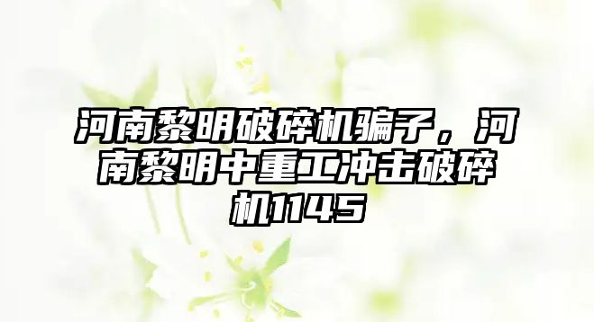 河南黎明破碎機騙子，河南黎明中重工沖擊破碎機1145