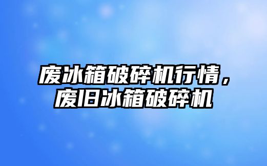 廢冰箱破碎機行情，廢舊冰箱破碎機