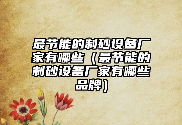 最節能的制砂設備廠家有哪些（最節能的制砂設備廠家有哪些品牌）