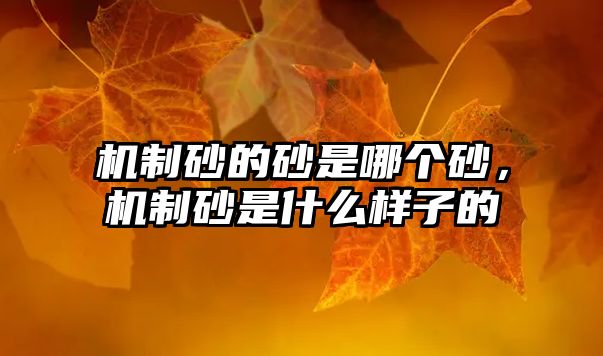 機制砂的砂是哪個砂，機制砂是什么樣子的