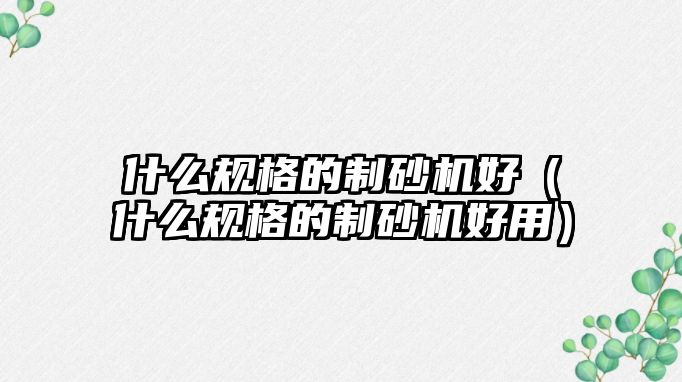 什么規(guī)格的制砂機好（什么規(guī)格的制砂機好用）