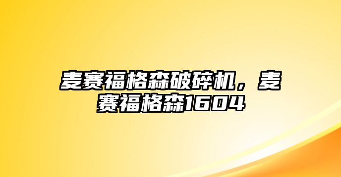 麥賽福格森破碎機，麥賽福格森1604