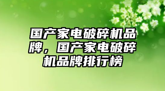 國產家電破碎機品牌，國產家電破碎機品牌排行榜