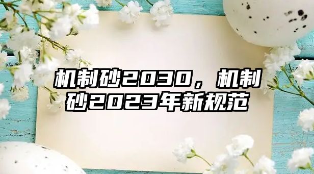 機制砂2030，機制砂2023年新規范