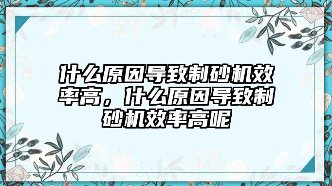 什么原因導致制砂機效率高，什么原因導致制砂機效率高呢