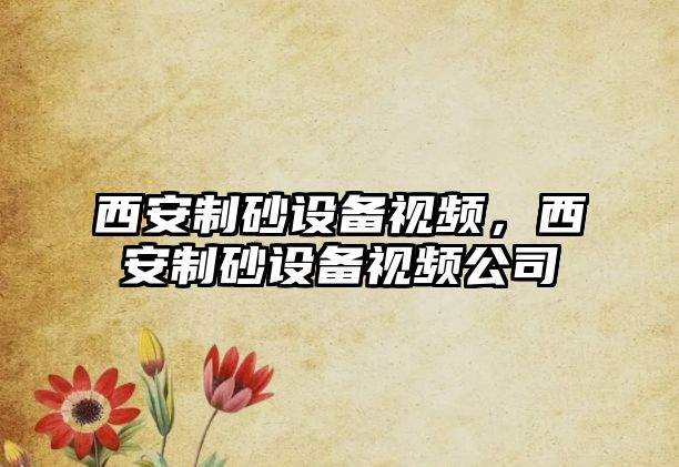 西安制砂設備視頻，西安制砂設備視頻公司