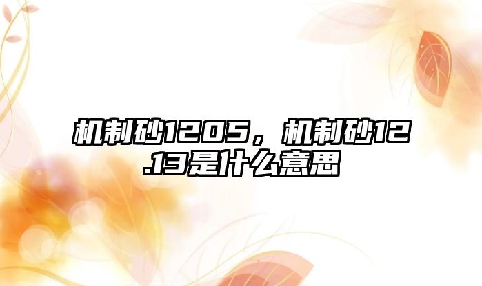 機(jī)制砂1205，機(jī)制砂12.13是什么意思