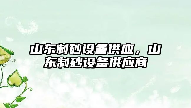 山東制砂設備供應，山東制砂設備供應商