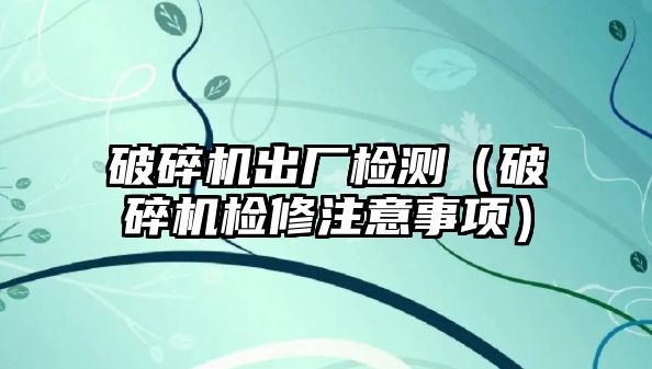 破碎機出廠檢測（破碎機檢修注意事項）