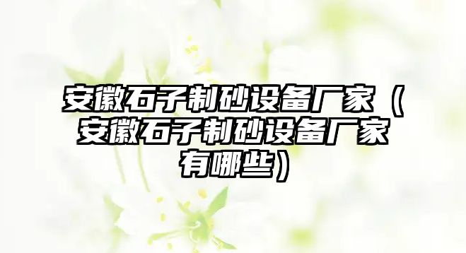 安徽石子制砂設備廠家（安徽石子制砂設備廠家有哪些）