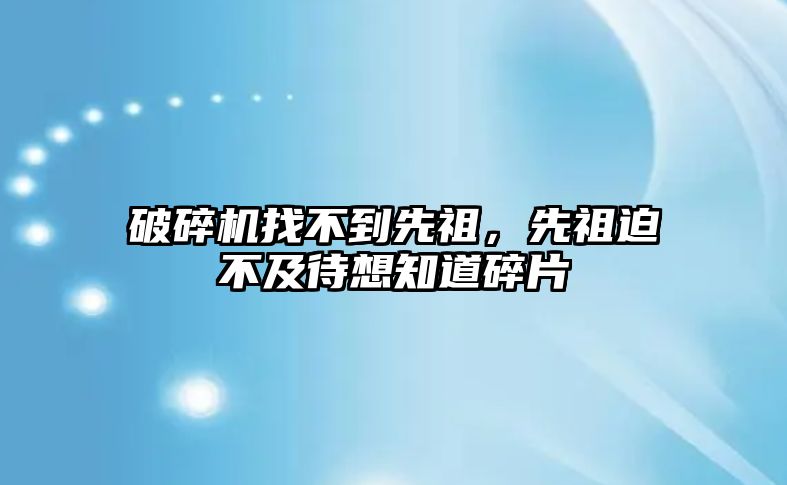 破碎機找不到先祖，先祖迫不及待想知道碎片