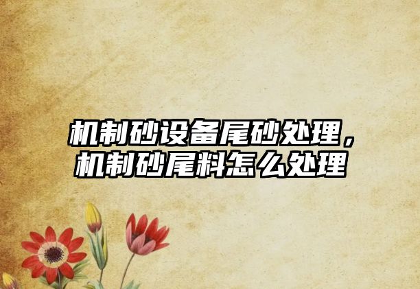 機制砂設備尾砂處理，機制砂尾料怎么處理