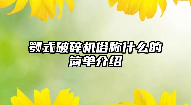 顎式破碎機俗稱什么的簡單介紹