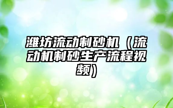 濰坊流動制砂機（流動機制砂生產流程視頻）