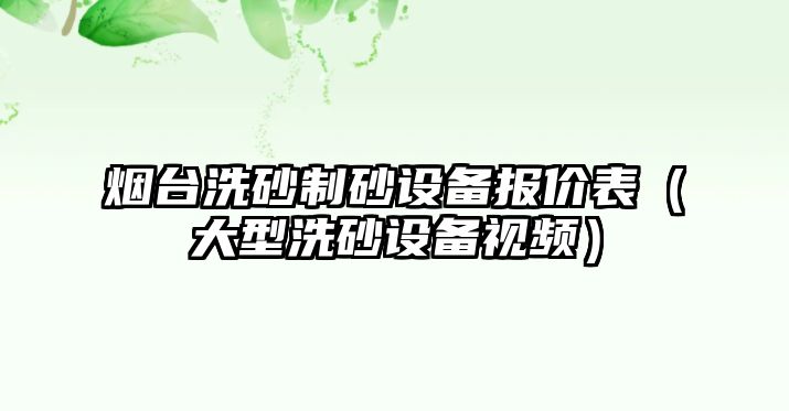 煙臺洗砂制砂設備報價表（大型洗砂設備視頻）