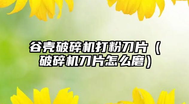 谷殼破碎機打粉刀片（破碎機刀片怎么磨）