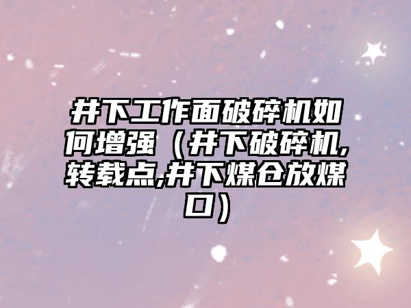 井下工作面破碎機如何增強（井下破碎機,轉載點,井下煤倉放煤口）