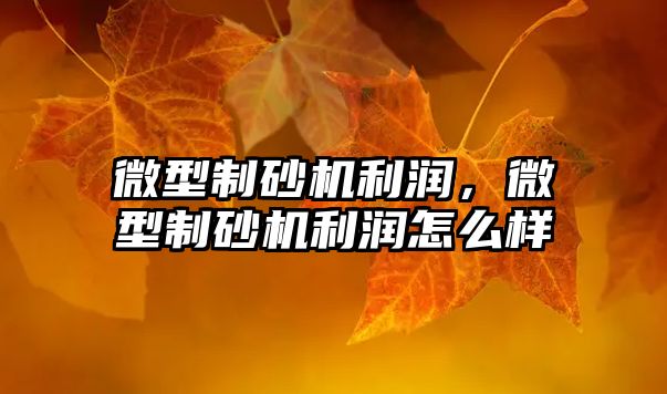 微型制砂機利潤，微型制砂機利潤怎么樣