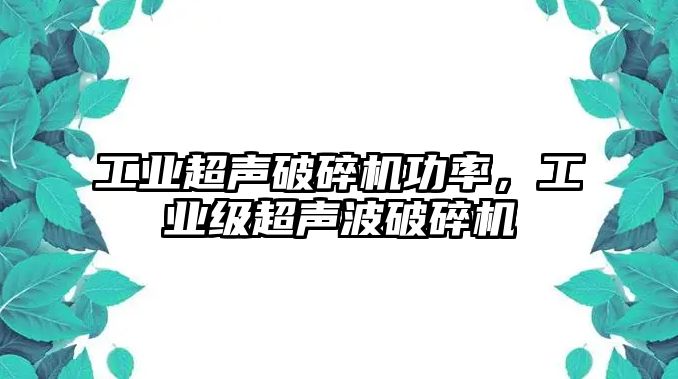 工業超聲破碎機功率，工業級超聲波破碎機